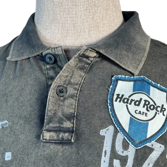 Hard Rock Cafe Guitar Co. Manufacturer Distressed St. Maarten Polo W/ Pa… - Picture 2 of 12